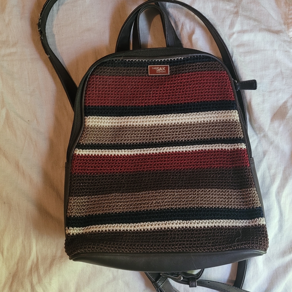 woven stripped backpack